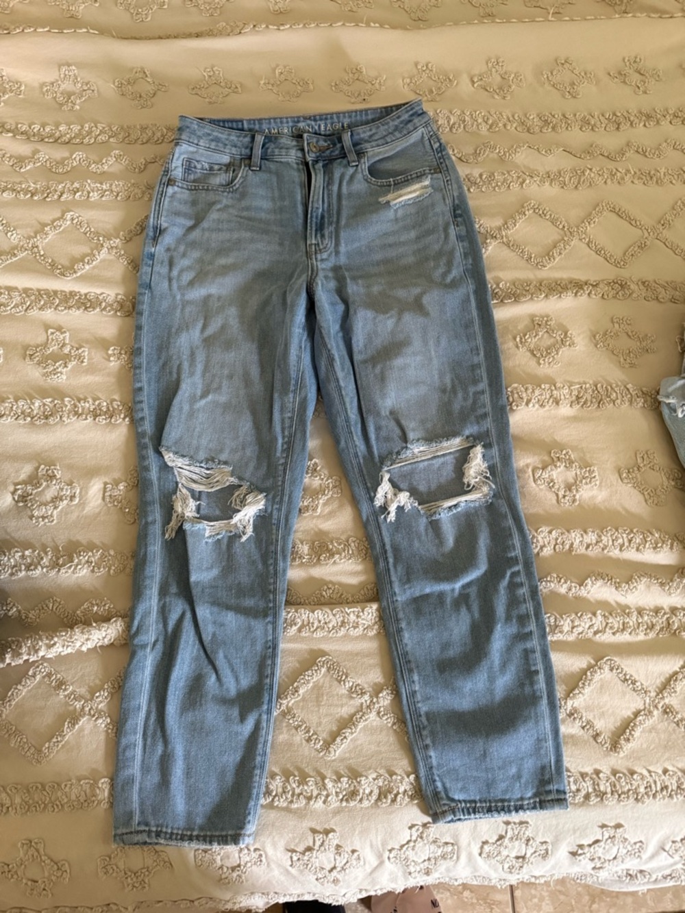 American Eagle Outfitters Light Blue Distressed mom Jeans